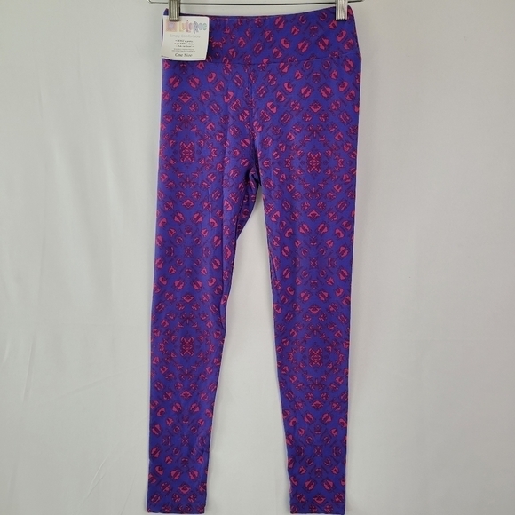 NWT LuLaRoe Simply Comfortable Purple and Pink Pants One Size See Measurements - Picture 1 of 10